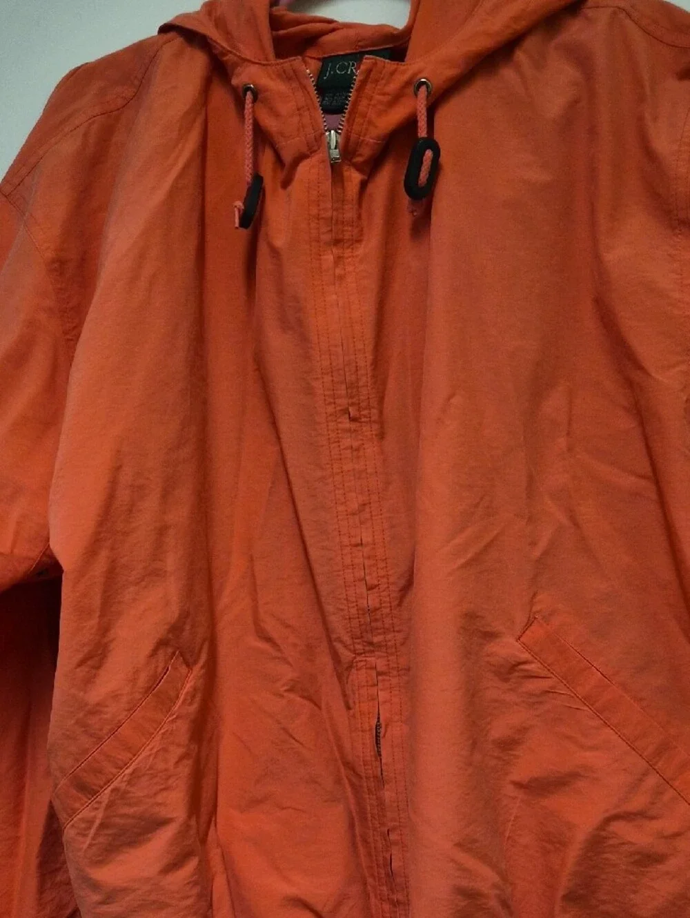 J. Crew Coral Hooded Windbreaker Jacket Size XL